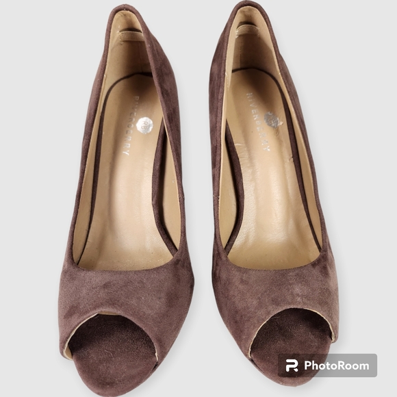 Riverberry Julia Chocolate Brown Suede Stillettos size 8 - Picture 3 of 10